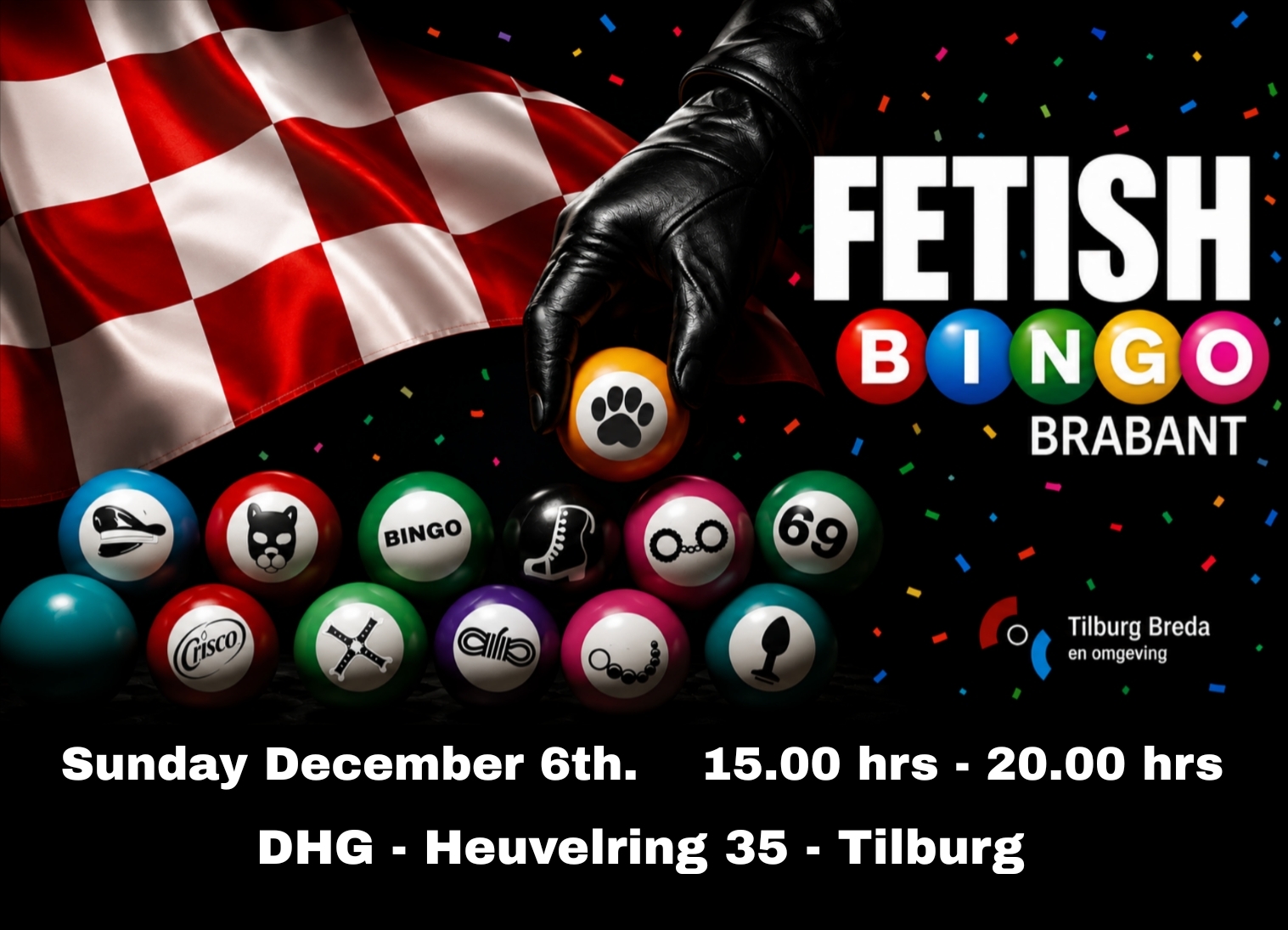 Fetish Bingo Brabant — 6 december, 15.00–20.00 uur, DHG Tilburg